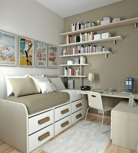 Youth-room-cappuccino-wall-sofa-many-bookshelves-desk-simple-design